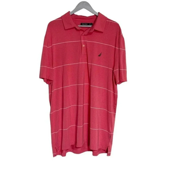 Nautica XXL salmon with white stripe‎ golf Polo - Picture 1 of 5